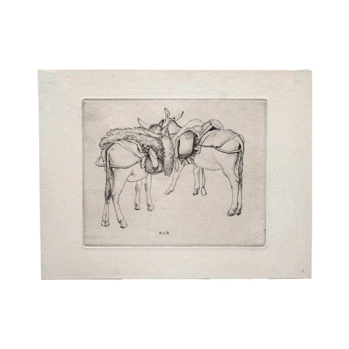 451 - Robert Sargent AUSTIN (1895-1973) Donkeys of Selva, 1928 Engraving, plate 13.2 x 16.5cm, sheet 18.7 ... 