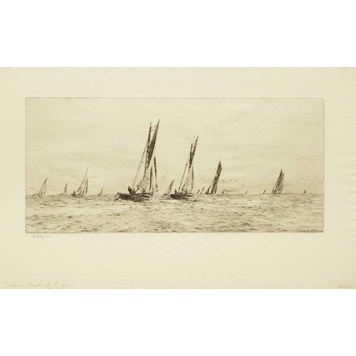 464 - William Lionel WYLLIE (1851-1931) Fishing Boats Off Ryde, 1927 Etching and drypoint, signed, plate 1... 