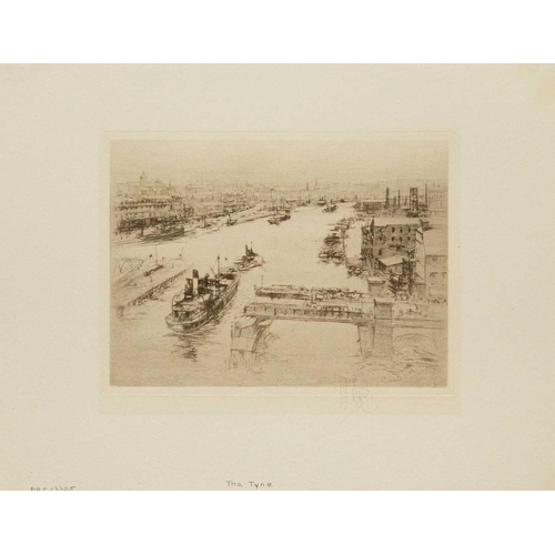 466 - William WALCOT (1874-1943) Three works  The Tyne, 1922, etching & drypoint, signed, plate 14 x 19cm ... 