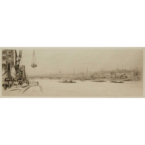 466 - William WALCOT (1874-1943) Three works  The Tyne, 1922, etching & drypoint, signed, plate 14 x 19cm ... 