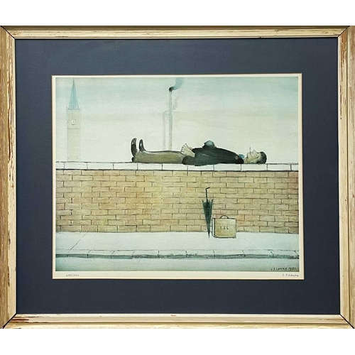 481 - Laurence Stephen LOWRY (1887-1976) Man Lying on a Wall Print, signed, numbered 485/500, 42 x 51cm, 6... 