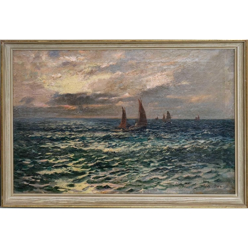 497 - Fritz B. ALTHAUS (1863-1962) Seascape  Oil on board, signed, 29 x 44cm, 33.5 x 49cm framed.