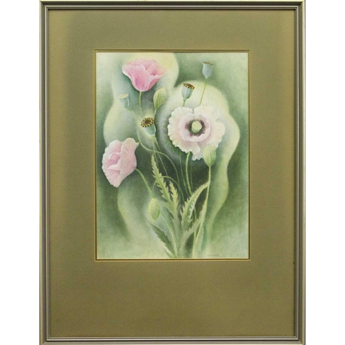 510 - Billie WATERS (1896-1979) Poppies Gouache, signed, 44 x 33cm, 75 x 58cm framed.