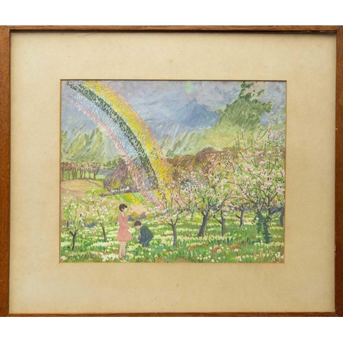 529 - Robert James Enraght MOONY (1879-1946) Rainbow Blossoms Gouache, signed, 21 x 26cm, 35 x 40cm framed... 