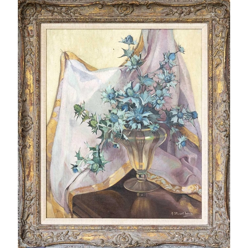 537 - Helen Stuart WEIR (1915-1969) Thistle In A Vase Oil on canvas, signed, Barnes Thomas auction label t... 