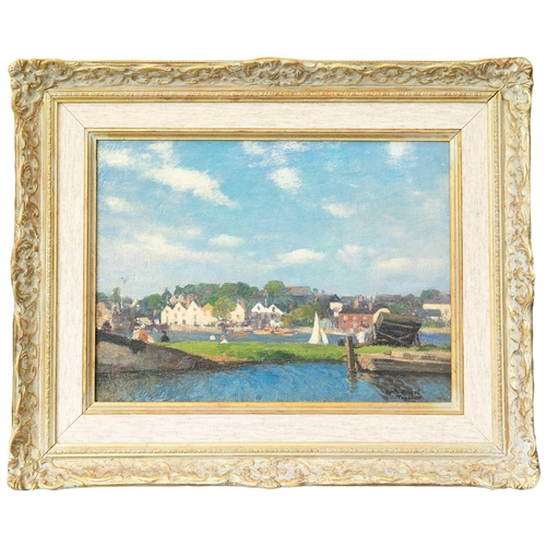 539 - Gyrth RUSSELL (1892-1970) Topsham Oil on canvas, signed and inscribed, 29 x 39cm, 46 x 57cm framed.