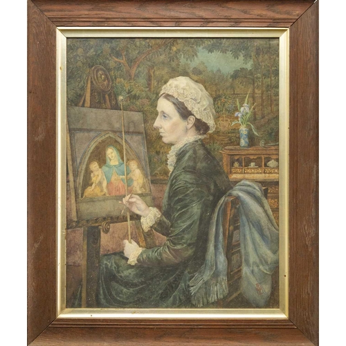 549 - Margaret Zadia FFOLIOTT (act1858-1911)(Pre-Raphaelite School) The Painter  Watercolour, monogrammed,... 