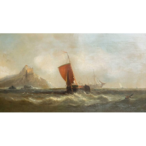 561 - James Edwin MEADOWS (1828-1888) Fishing smack in a stiff breeze Oil on canvas, 44 x 79cm, 61 x 97cm ... 