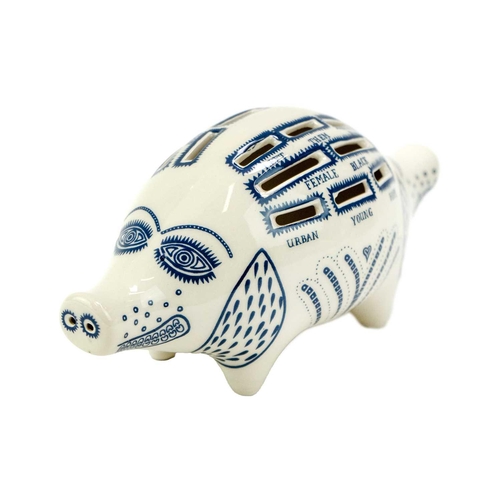 562 - Grayson PERRY (1960) Piggybank Painted and glazed ceramic, artist's monogram to underside, height 13... 