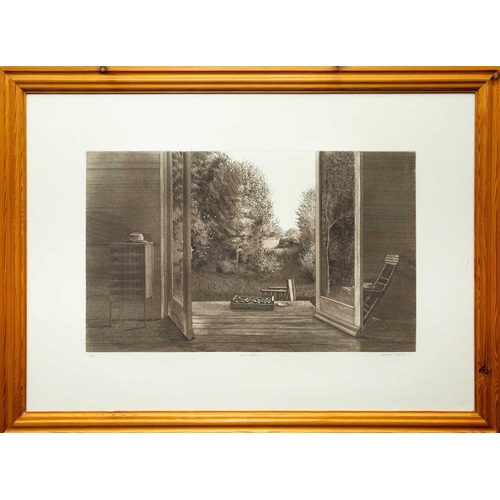 61 - David TINDLE (1932) Open Doors,  Etching/aquatint, signed, titled and numbered 5/75, plate 32.5 x 53... 