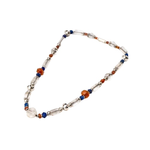 64 - Jessamine KENDALL neé Leach (1920-2014) Lapis, Carnelian and Crystal necklace Silver, stamped, lengt... 