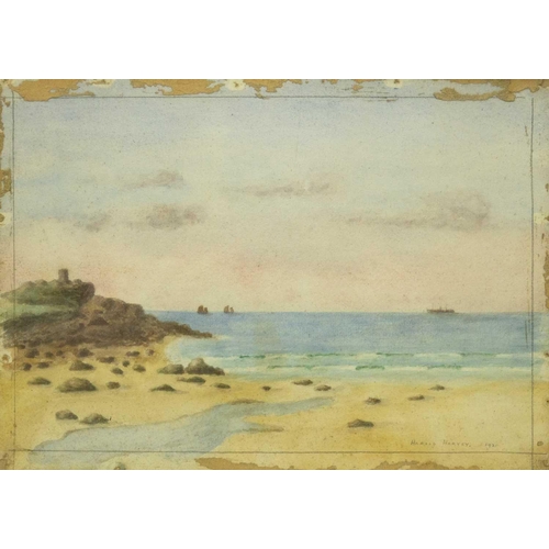 71 - Harold C. HARVEY (1874-1941) Seascape Sketch Watercolour, signed and dated 1921, inscribed to verso ... 