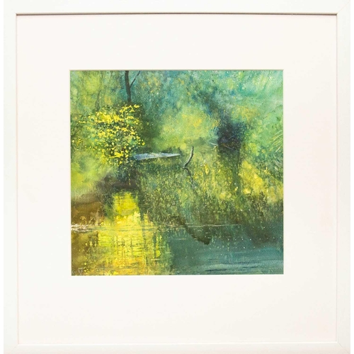 78 - Kurt JACKSON (1961) A Rippled Stream Mixed media on card, signed, 27 x 27.5cm, 47 x 46cm framed.