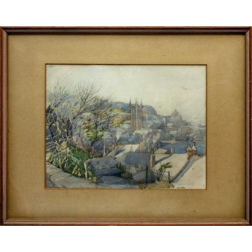 9 - Billie WATERS (1896-1979) St Ives from The Malakoff Watercolour, signed, 26.5cm x 34cm, 42cm x 53cm ... 