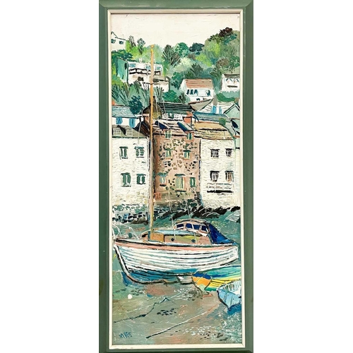 92 - Fred YATES (1922-2008) Low Tide, Falmouth Oil on board, signed, 75 x 29cm, 82 x 37cm framed.