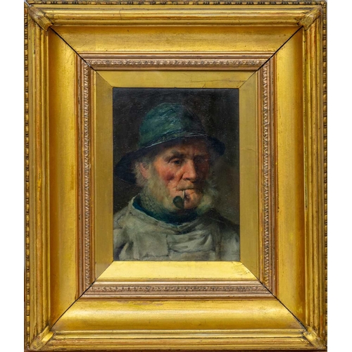 96 - Edwin HARRIS (1855-1906) Old Salt  Oil on board, signed, 20 x 15cm, framed 39 x 34cm