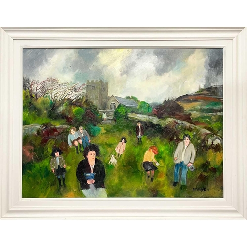 99 - Gill WATKISS (1938-2024) By Towednack Church (2009) Oil on canvas, signed and dated '09, further sig... 