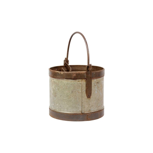 10 - A galvanised and metal well bucket. Height 33cm, diameter 39cm.