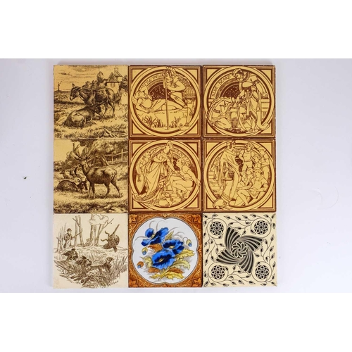 159 - A collection of late 19th century tiles. Including Minton. (qty)