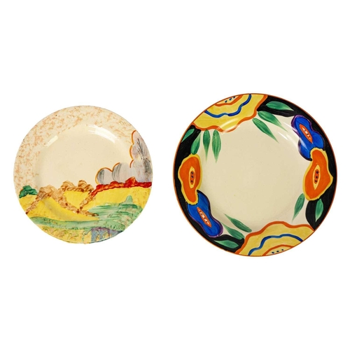 162 - A Clarice Cliff Woodland pattern ashtray. Bizarre marks, diameter 12cm together with a Woodland oran... 