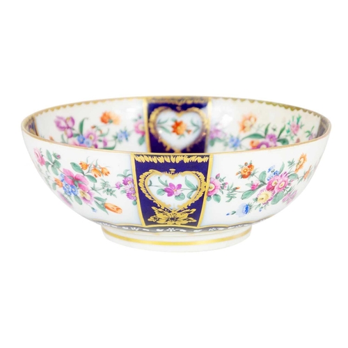 166 - A Dresden porcelain bowl, 19th century. Height 8.5cm, diameter 23cm, a Paris porcelain inkwell and t... 