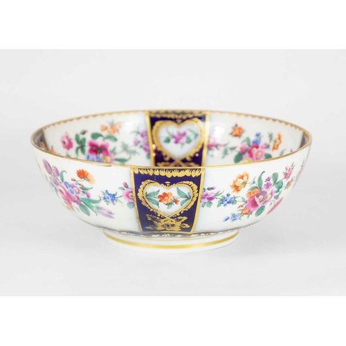 166 - A Dresden porcelain bowl, 19th century. Height 8.5cm, diameter 23cm, a Paris porcelain inkwell and t... 