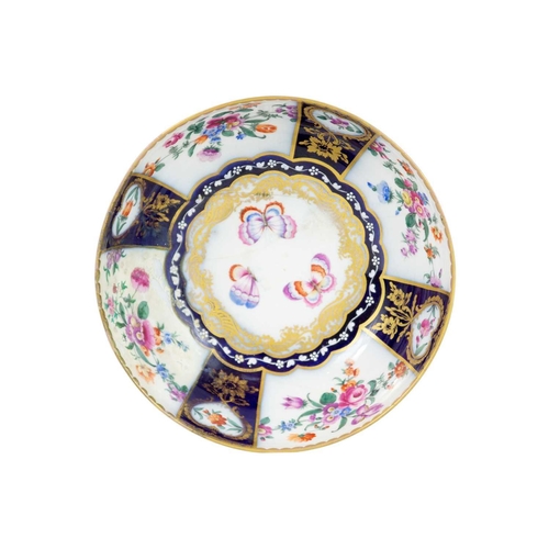 166 - A Dresden porcelain bowl, 19th century. Height 8.5cm, diameter 23cm, a Paris porcelain inkwell and t... 