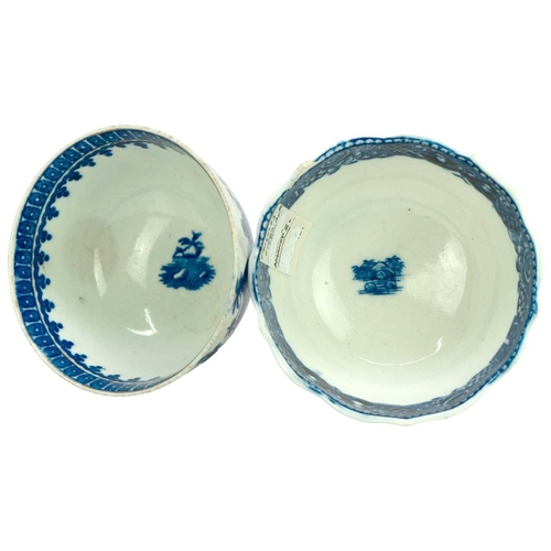 175 - A Liverpool blue and white porcelain bowl. Circa 1780, with blue and white floral painted decoration... 