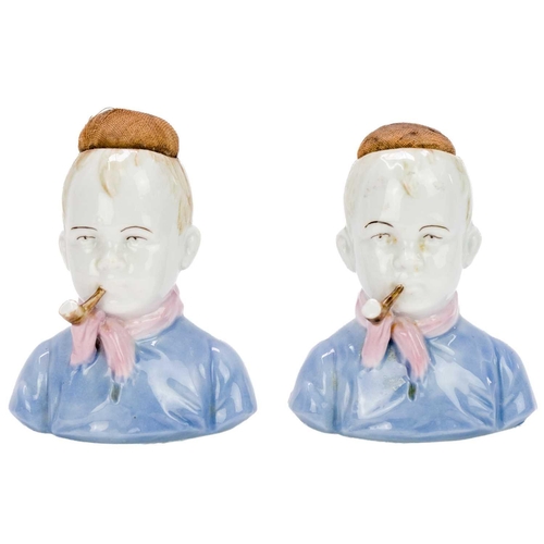 180 - A pair of Berlin K.P.M figures of fruit pickers. Height 15.5cm together with a continental porcelain... 