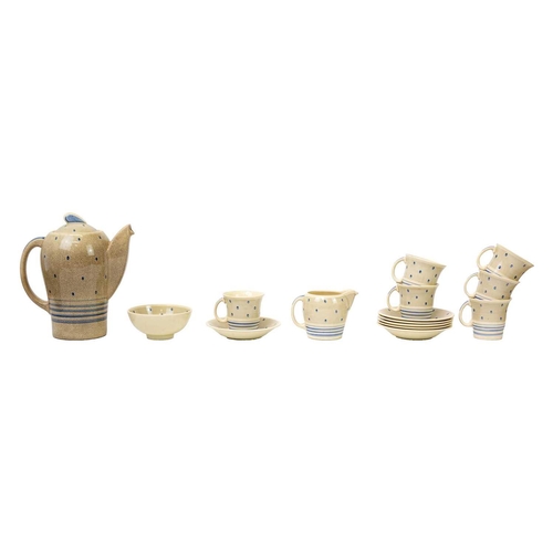 189 - A Susie Cooper Crown Works Burslem Kestrel shape coffee set. Including coffee pot and cover, sugar b... 