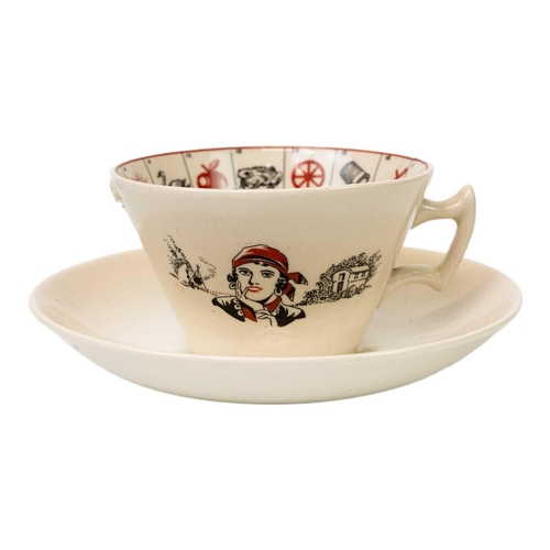 198 - A Wilkinson The Romany Fortune Telling Tea Cup and saucer. Together with three Stylecraft Jesseie Ta... 