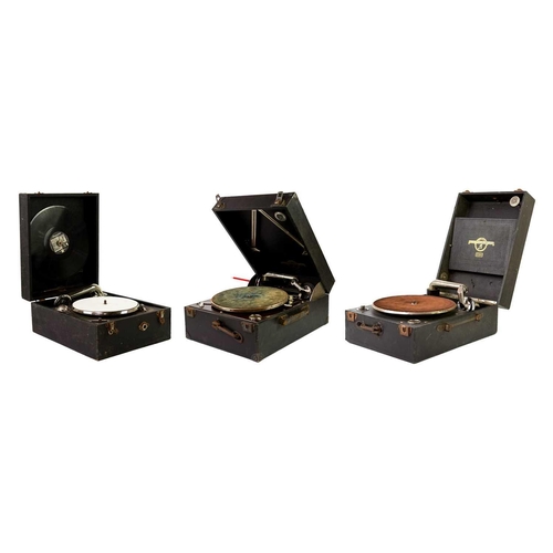 20 - A Columbia No.112a gramophone. Together with a Columbia No.109a gramophone and one other. (3) All gr... 