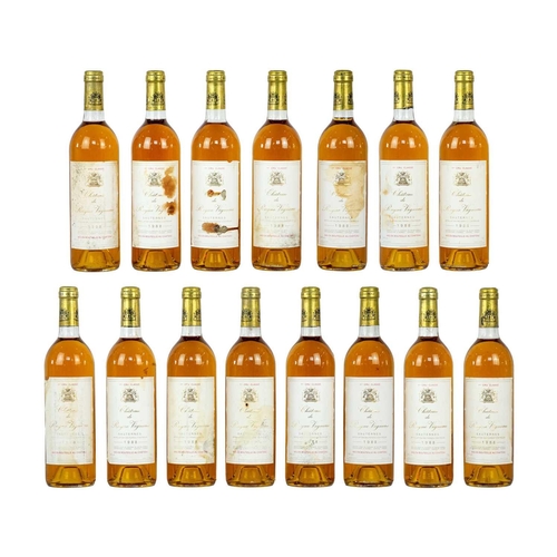 213 - A collection of 15 Chateau Rayne Vigneau 1988 Sauterne wines. Each in 75cl bottles, 14% vol.