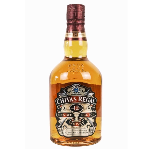 216 - Three 75cl bottles of Chivas Regal blended Scotch whisky. One bottle was purchased in the late 1980'... 