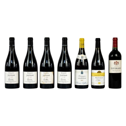 221 - Four bottles of Domaine Janasse Cote Du Rhône Villages 2007 wine. 750ml, 15.5% vol.; together with a... 