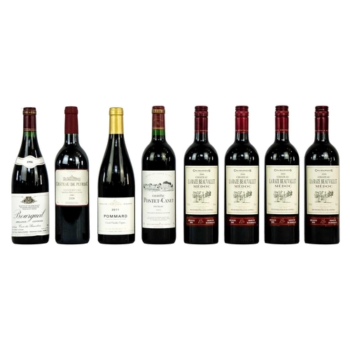 223 - Four bottles of Chateau La Raze 2006 Medoc wine. Together with a bottle of Chateau Pontet-Canet Paui... 