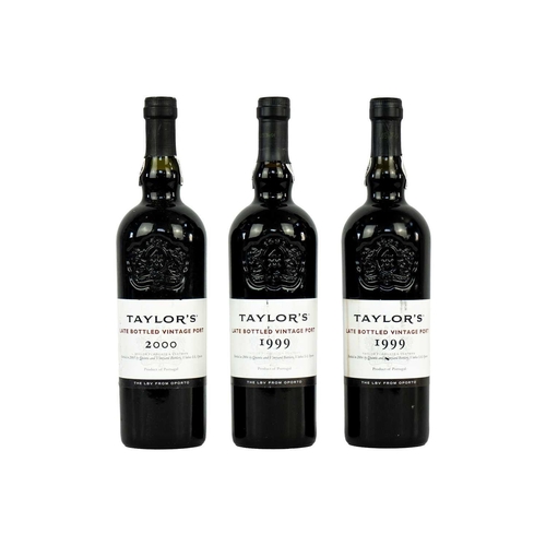 227 - Three 75cl bottles of Taylors Late Bottled vintage port. Two are 1999, bottled 2004, one is 2000 bo... 