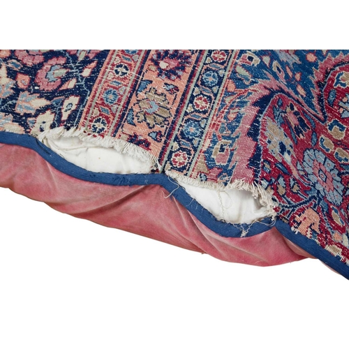 256 - A Kerman fragment covered cushion, circa 1920. 90 x 88cm.