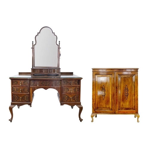 280 - A 17th century style walnut and marquetry dressing table, 20th century. Height 186cm, width 130cm, w... 