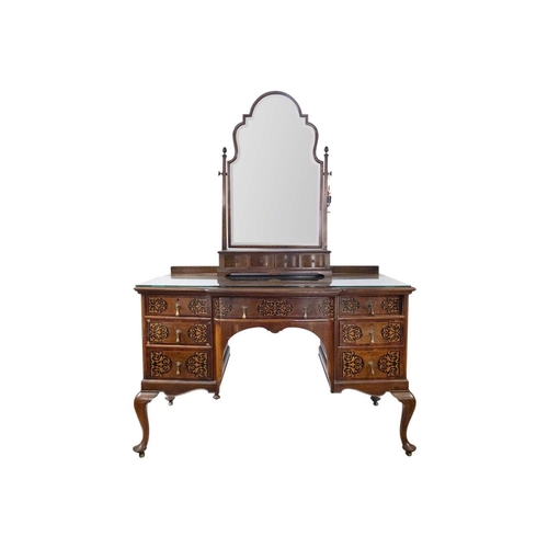 280 - A 17th century style walnut and marquetry dressing table, 20th century. Height 186cm, width 130cm, w... 