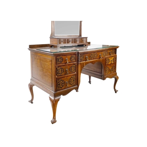 280 - A 17th century style walnut and marquetry dressing table, 20th century. Height 186cm, width 130cm, w... 