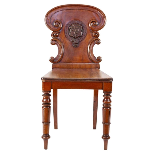 298 - An oak swivel office chair, circa 1920. Height 89cm, width 54cm; and a Victorian mahogany hall chair... 