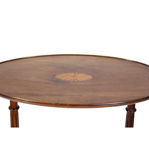 303 - An Edwardian inlaid mahogany occasional table. and two other occasional tables. (3)