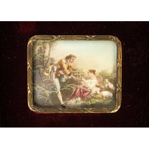 46 - A set of four Italian gilt framed miniatures. 20th century, with printed images, the frames 17X18cm,... 