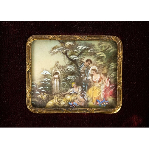 46 - A set of four Italian gilt framed miniatures. 20th century, with printed images, the frames 17X18cm,... 