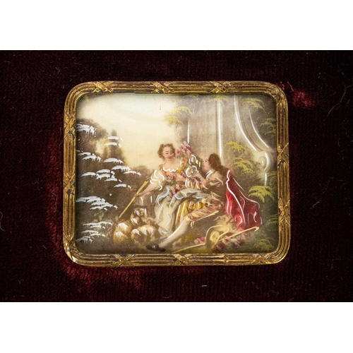 46 - A set of four Italian gilt framed miniatures. 20th century, with printed images, the frames 17X18cm,... 