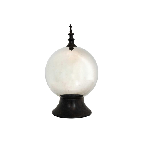 57 - A contemporary butler's ball. With metal finial and stand, height 33cm, width 18cm.