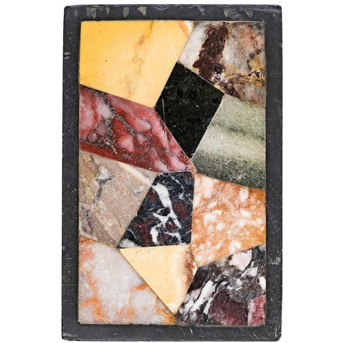 6 - An Italian Grand Tour Pietra Dura rectangular paperweight. Height 1.5cm, width 10.2cm, depth 6.5cm.