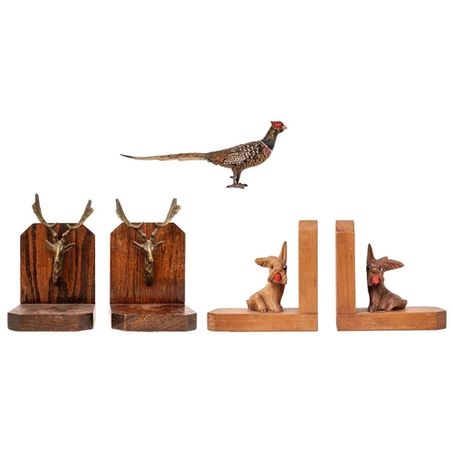 60 - An Austrian cold bronze painted pheasant. Impressed Austria to the base, length 22cm, together with ... 