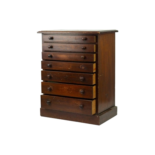 67 - A mahogany collector's cabinet with seven drawers. Height 56cm, width 44.5cm, depth 26cm.